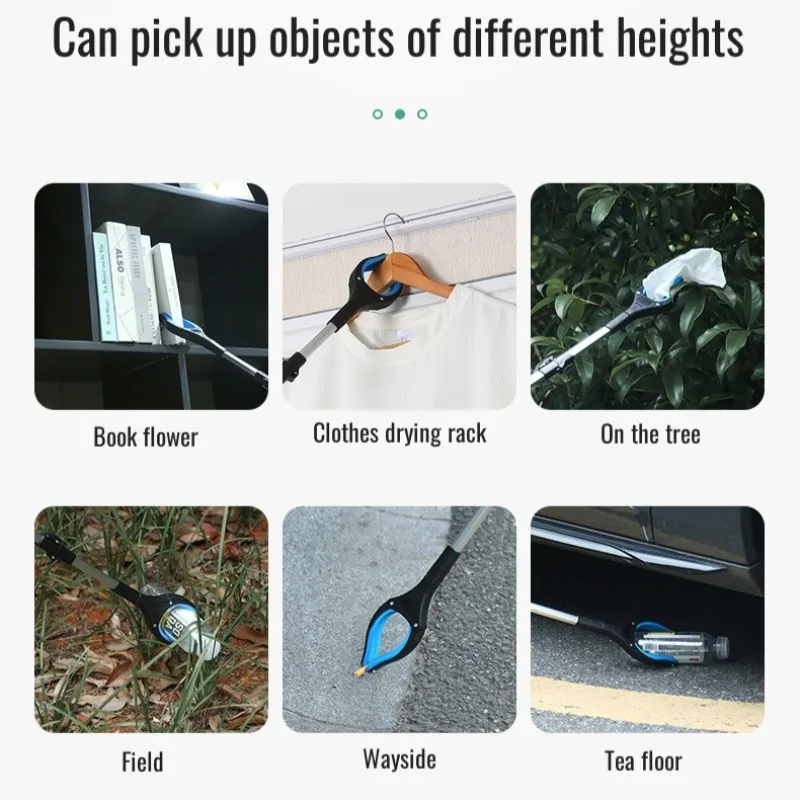 Foldable Garbage Clamp Sanitation Cleaning Supplies Foldable Garbage Picker Long Handle Three-fold High-altitude Retrieval Clamp