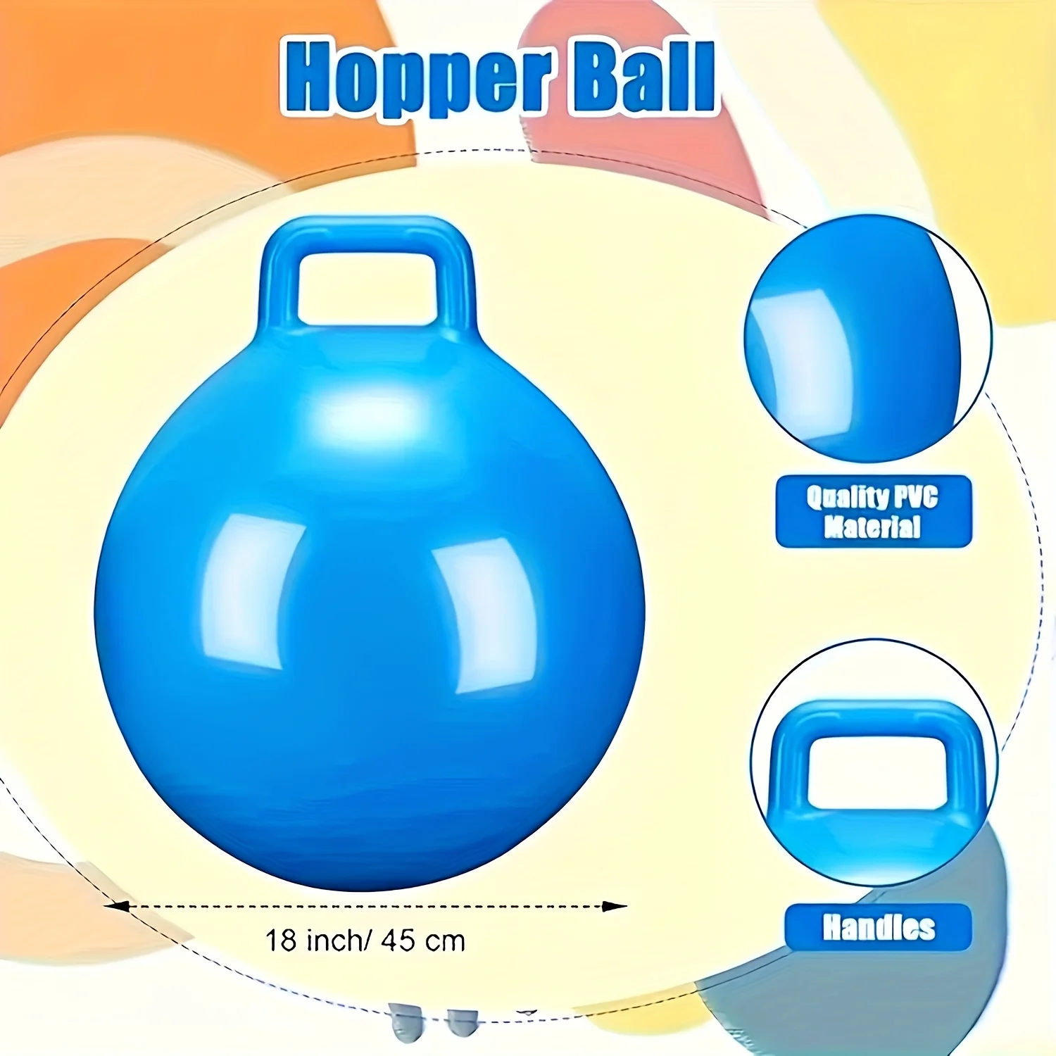 Solid Color Thickened 45cm Handle Ball Children's Inflatable Toy Jumping Ball Outdoor Toy