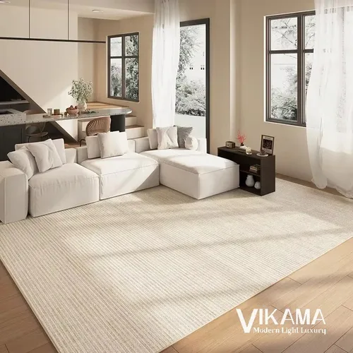 VIKAMA 심플한 럭셔리 카펫 크림, 미니멀리스트 스타일, 베이지, 넓은 공간, 침실, 홈 데코, 세탁 가능한 바닥 매트 