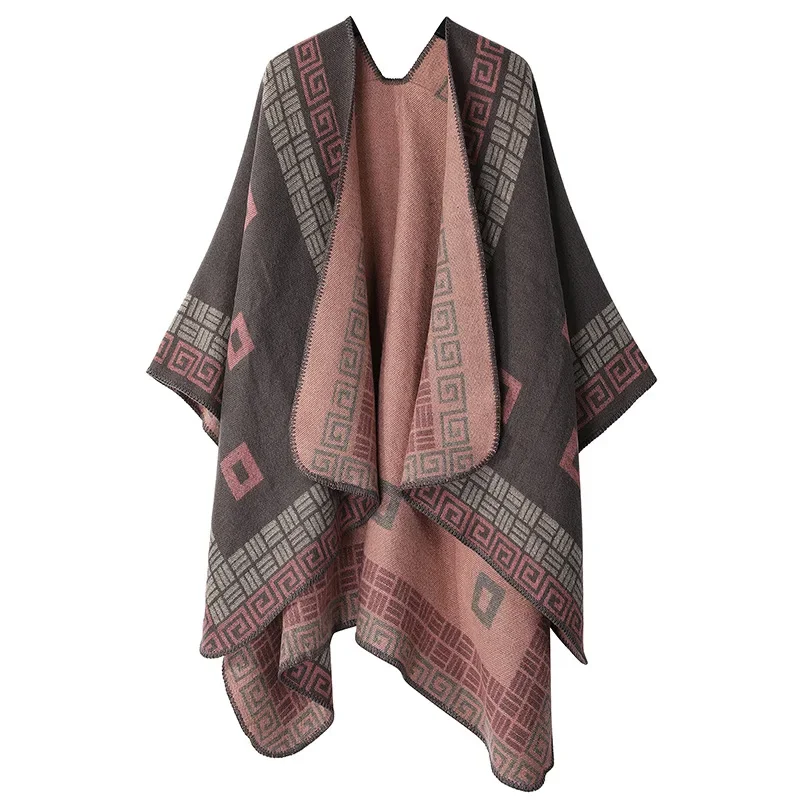 Autumn Winter Women's Imitation Cashmere Warm Air Conditioning Shawl Sunscreen Cloak Tourism Cloak Ponchos Capes