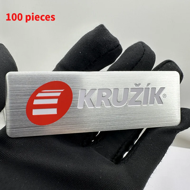 

10 0.Zhang.Custom. Aluminum Silver brushed embossed logo sticker metal label with adhesive nameplate