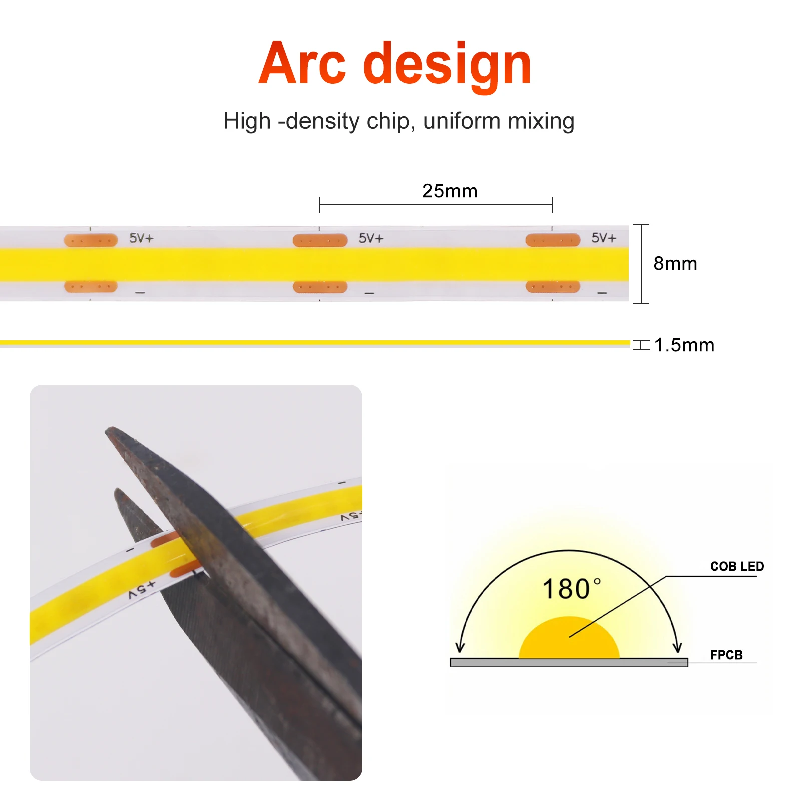 320LEDs/m COB LED Strip 5V USB Powered Flexible LED Tape COB Light Strip For TV Computer PC Backlight Kitchen Cabinet Lamp