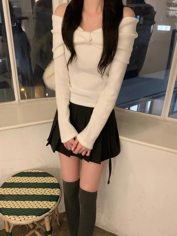 

Женская футболка с одним открытым плечом и длинным рукавом, облегающая, в стиле Gentle Wind, для повседневной носки