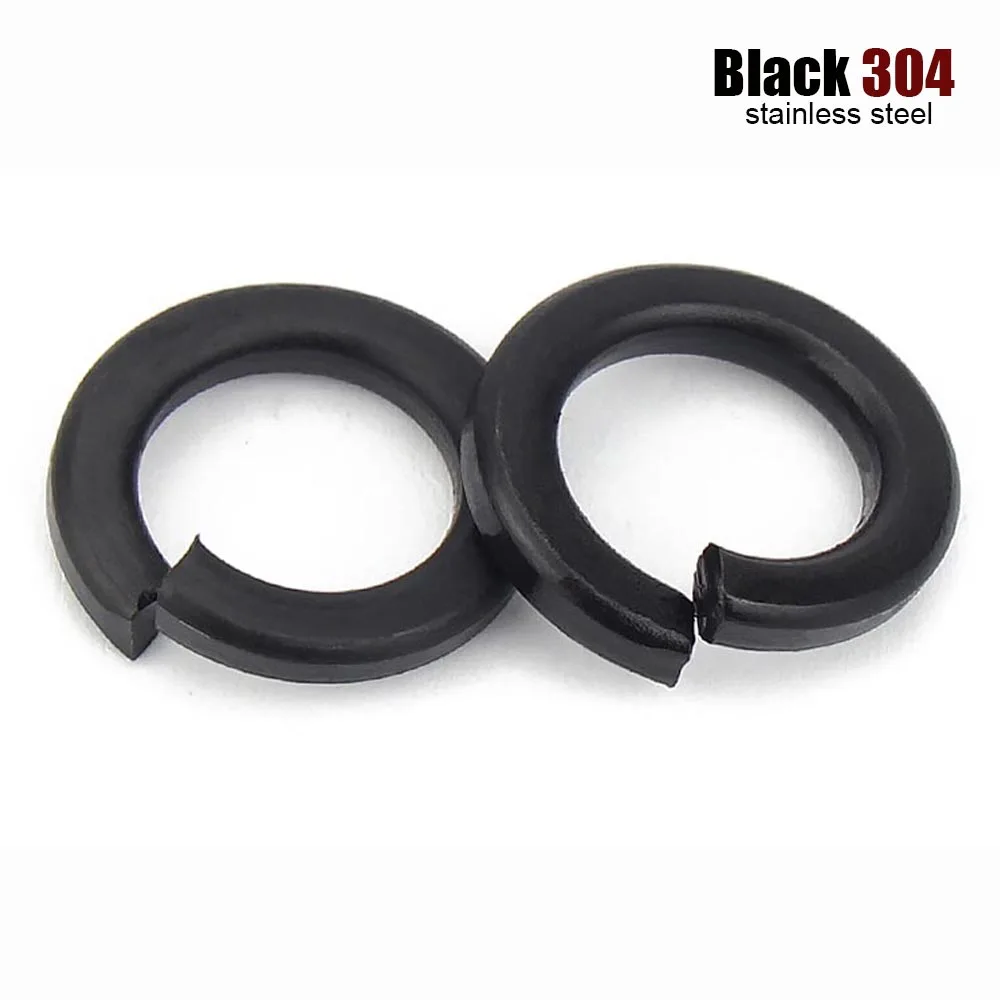 5/10/20/50/100pcs M1.6 M2 M2.5 M3 M4 M5 M6 to M20 GB93 Black 304 Stainless Steel Spring Washer Split Lock Elastic Gasket DIN127