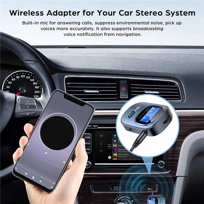T23C 1 PCS Bluetooth 5.3 Transmitter Receiver Wireless Audio Adapter With LED Display For TV/PC/Car/Home Stereo