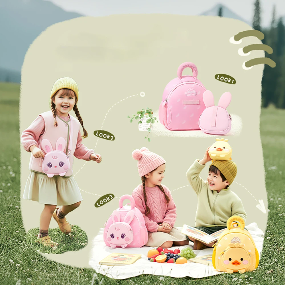 Backpack Adorable Yellow Duck Toddler With Detachable Plush Pouch - Lightweight Preschool Bag With Mesh Side Pocket