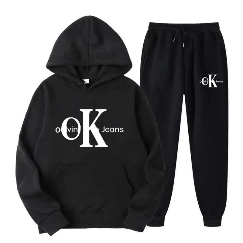 

2025 New Style Men's Sweatshirt and Pants Set Trendy Loose-Fitting Fashion Hooded Sweatshirt Set for Men
