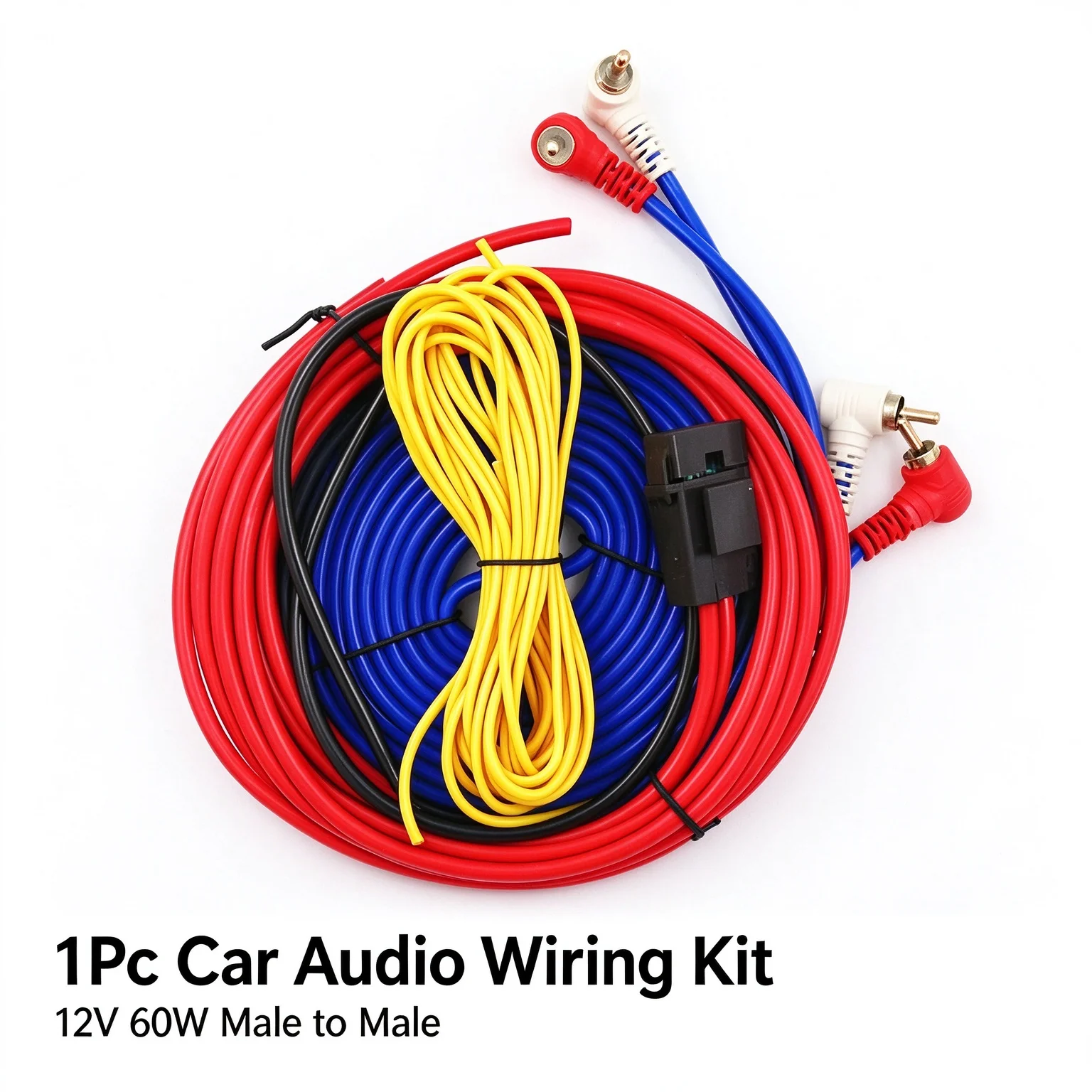 1Pc Plastic Copper 12V 60W Car Audio Wiring Kit Male To Male For Amplifier Subwoofer Stereo Modification FIT FOR Universal Car