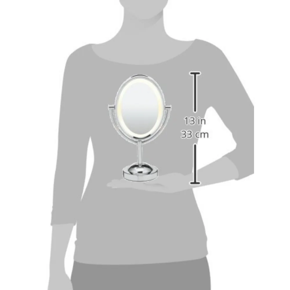 LED Lighted Makeup Mirror with 1X/7X Magnification, Double-Sided Vanity Mirror, Corded in Polished Chrome