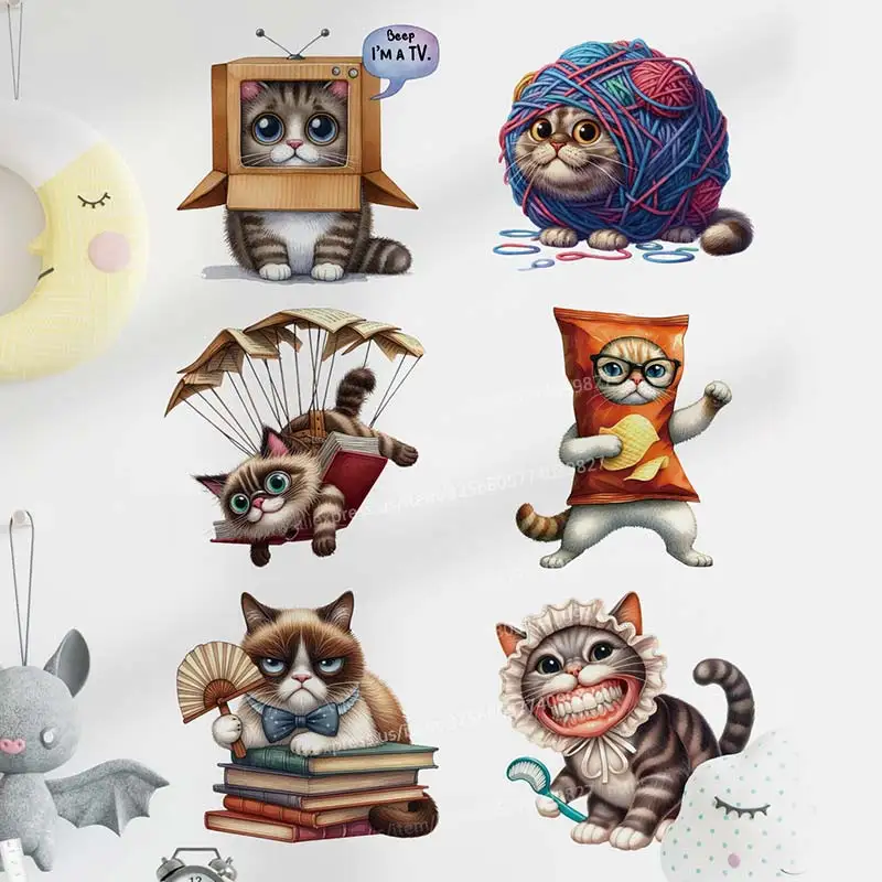 

Cartoon Funny Cat Wall Sticker Waterproof Self-adhesive Children's Room Kindergarten Classroom Wall Decoration Decals S158
