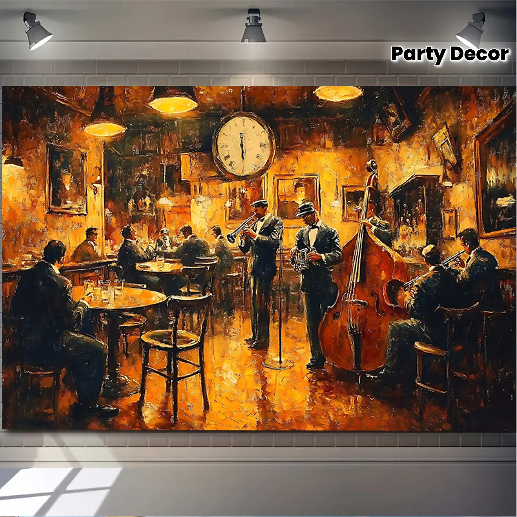 Jazz Band Musicians Saxophone Double Bass Vintage Bar Scene Tapestry Retro Music Wall Art Living Room Decor Soulful Background