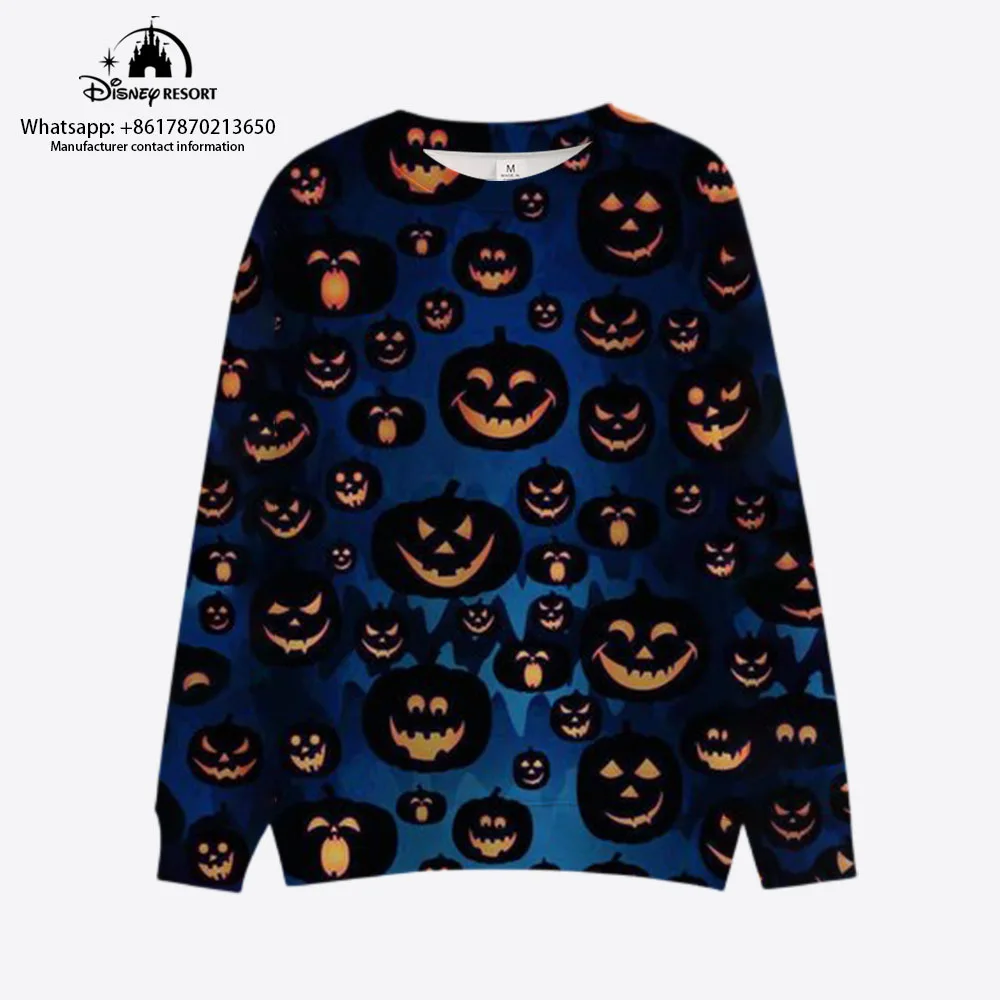 

New Horror Halloween Disney Brand Mickey and Minnie Anime Print Autumn Harajuku Round Neck Casual Long-sleeved Sweater