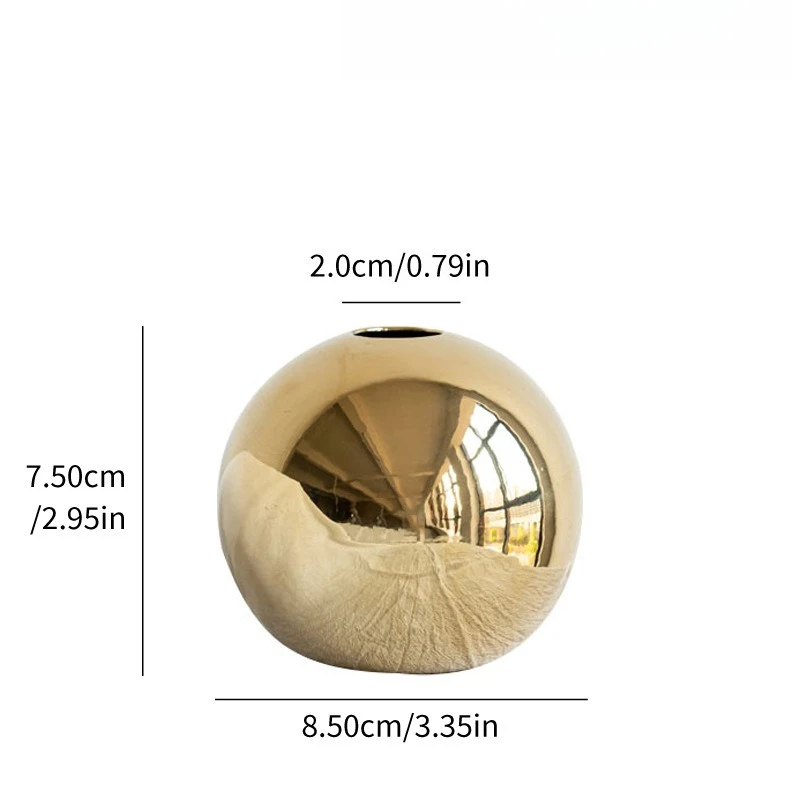 Plating Golden Ball Ceramic Vase Art Hydroponic Flower Vase Modern Home Tabletop Ornament Decorative Craft for Housewarming Gift