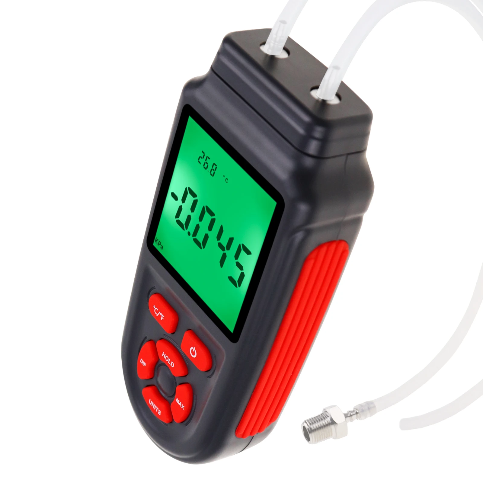 Digital Gas Pressure Tester Dual Differential Backlight 12 Selectable Units Air Pressure Gauge Data Storage Handheld Manometer