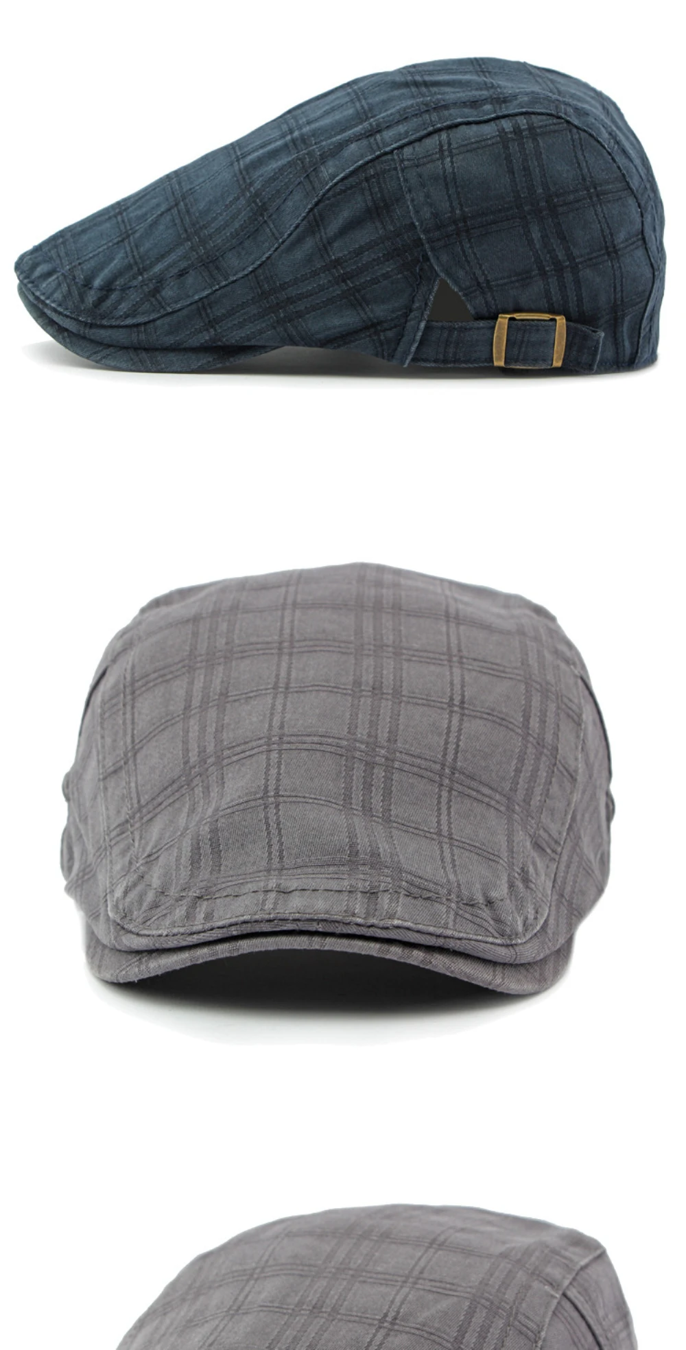 HT4239 Baskenmütze für Alle Jahreszeiten Baumwolle Ivy Flat Cap Damen Vintage Künstler Maler Baskenmütze Herren Unisex Kariert Verstellbare Herren-Baskenmützen – Detail 5