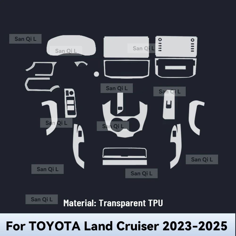 For TOYOTA Land Cruiser 2023-2025 TPU Car Navigation Screen Film Gearbox Protective Sticker Anti-scratch Interior Accessories