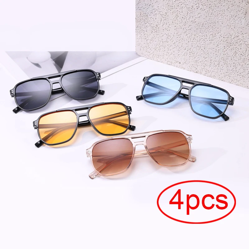 멀티 피스 조합 선글라스, 패셔너블하고 심플한 대형 프레임 선글라스, 클래식 더블 빔 여성용 선글라스