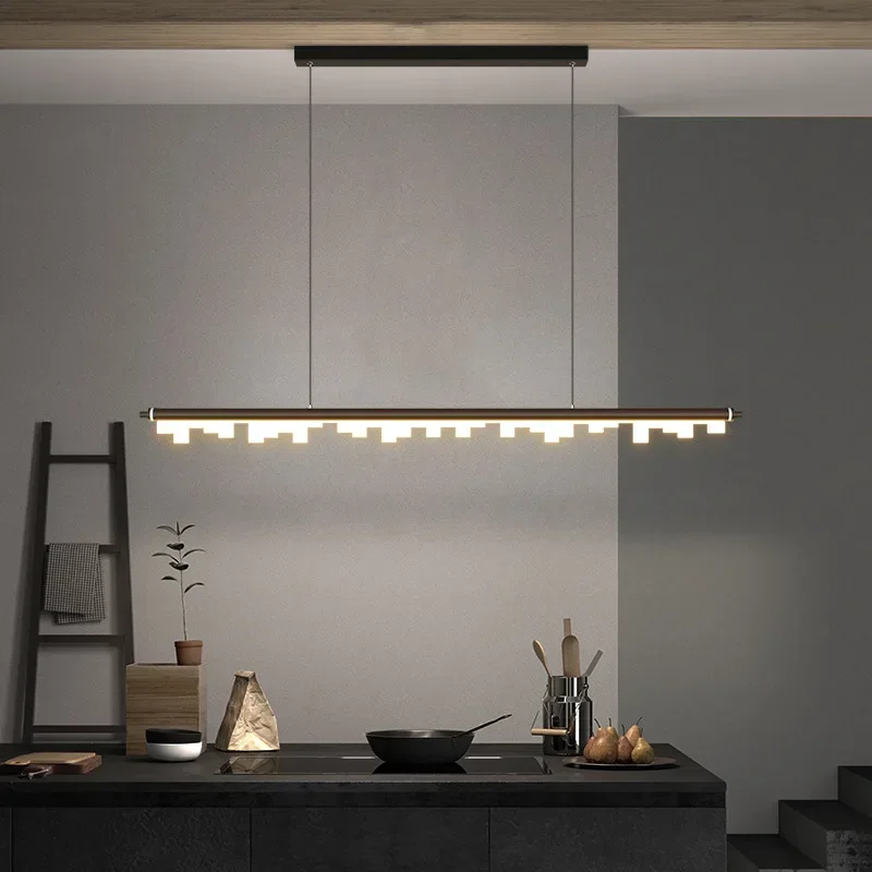 Dining room pendent lamp kitchen island light long linear For home bar table Nordic lamps LED Chandeliers for dining room