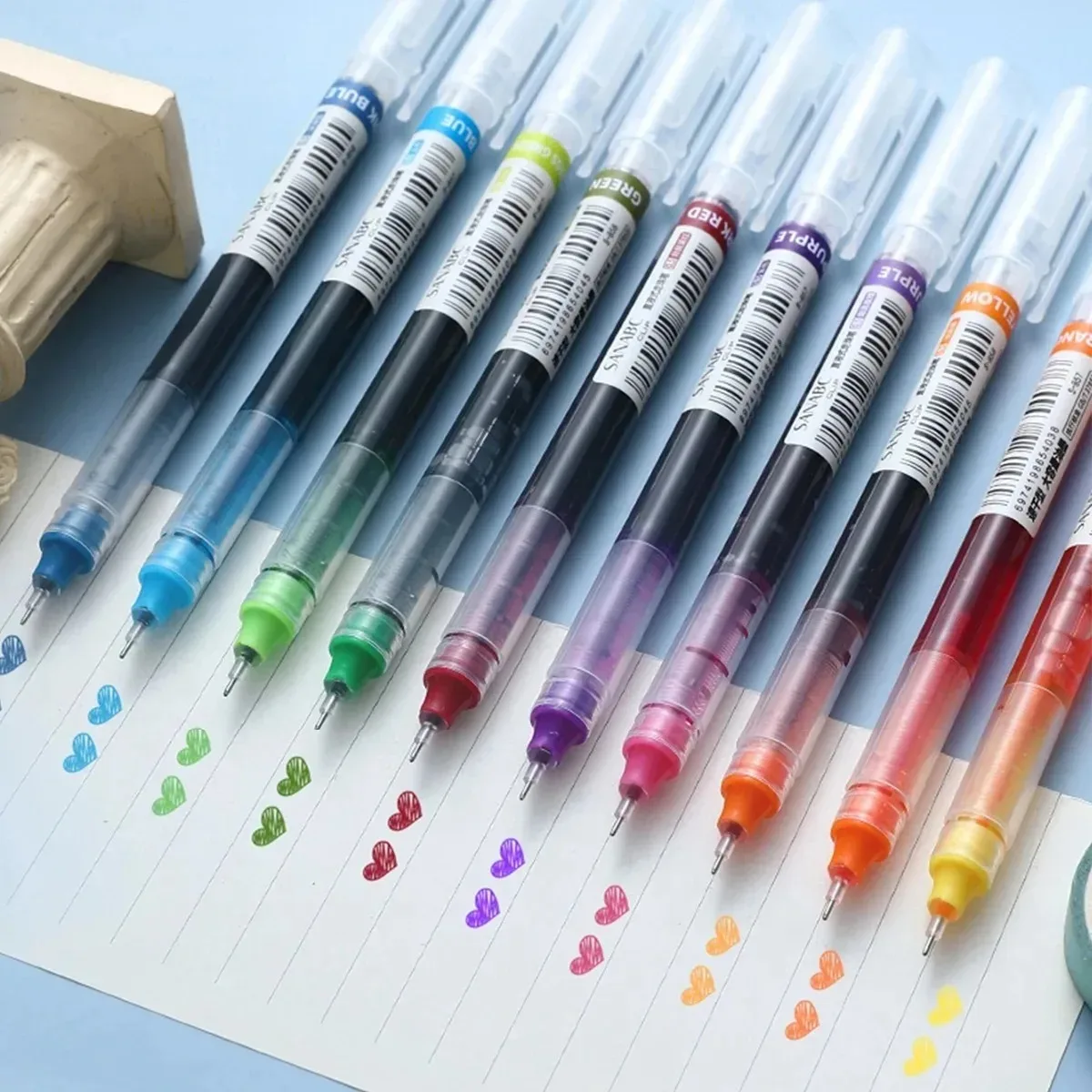 10 Pcs Color Gel Pens. Quick Drying Large Capacity, 0.5mm, Suitable for Students, Note-taking, Marking, Drawing, Bookkeeping.