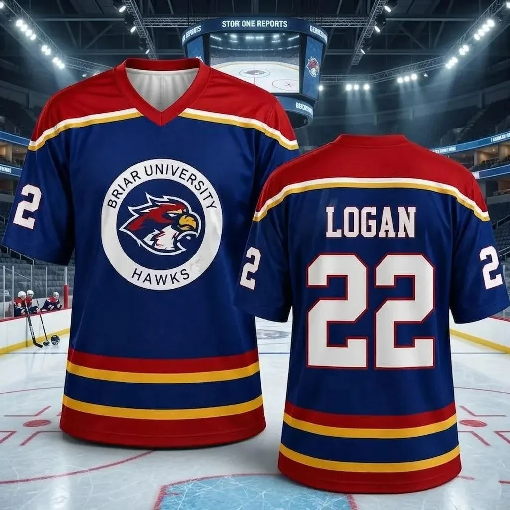 2026 Multi‑Color Striped V‑Neck Ice Hockey Jersey, Men Navy Red Trim Custom Number Print Short‑Sleeve Sports Street‑Wear Top