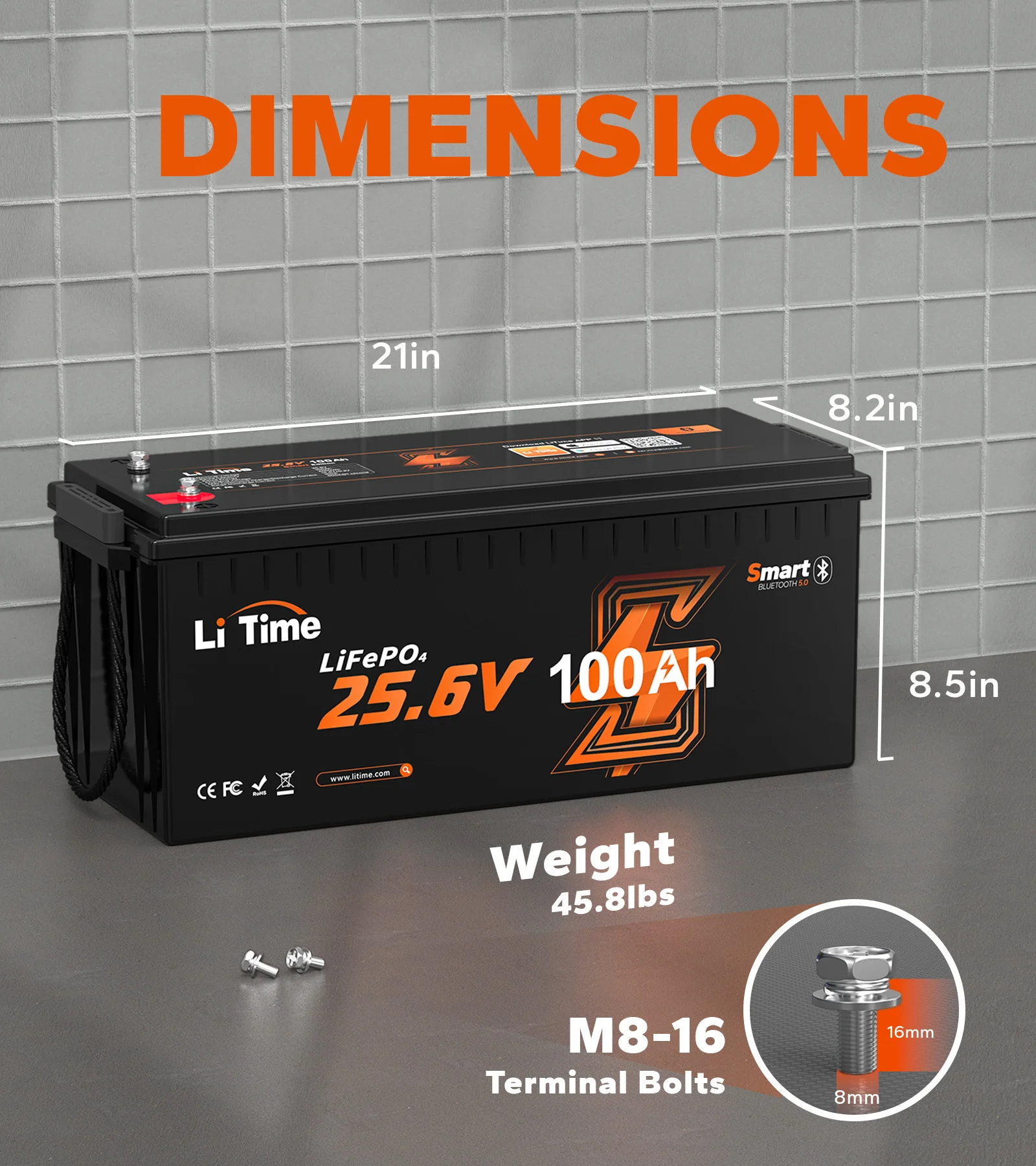 24V 100Ah LiFePO4 Bluetooth Lithium RV Battery Pack Low-Temp Protection For Marine Use US EU AU JP CA Stock
