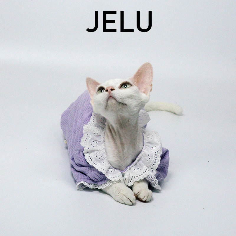 

JELU Jilu Hairless Cat Clothes Sphinx Summer Doll Collar Baby Shirt Is Light, Breathable And Lint-proof.