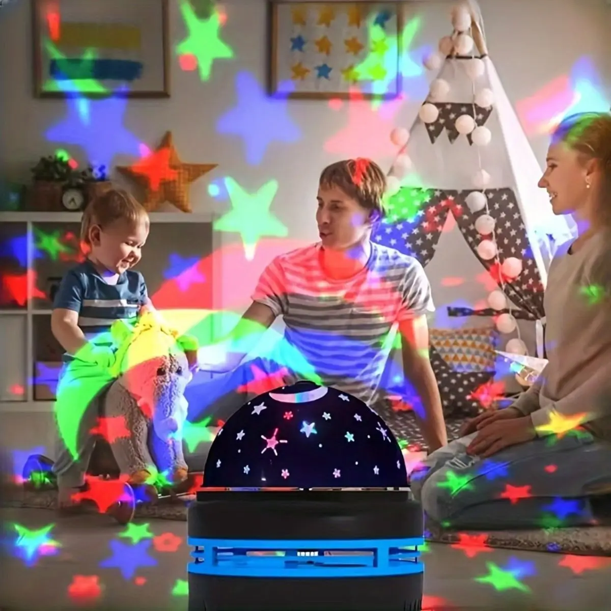 โปรเจคเตอร์ท้องฟ้าเต็มดาว แสงสีกลางคืน สำหรับห้องนอน ห้องเล่นเกม ใช้พอร์ต USB หมุนอัตโนมัติ สร้างบรรยากาศในห้องนอน งานปาร์ตี้