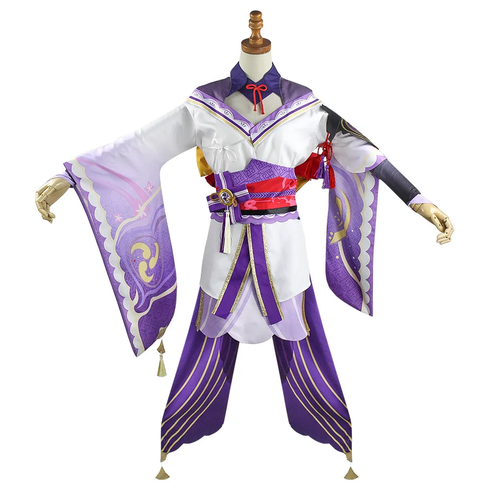 Cosplay Genshin Auswirkungen Raiden Shogun Kostüm Jacquard Stoff Uniform Perücke Anime Chinesischen Stil Halloween Kostüme für Frauen