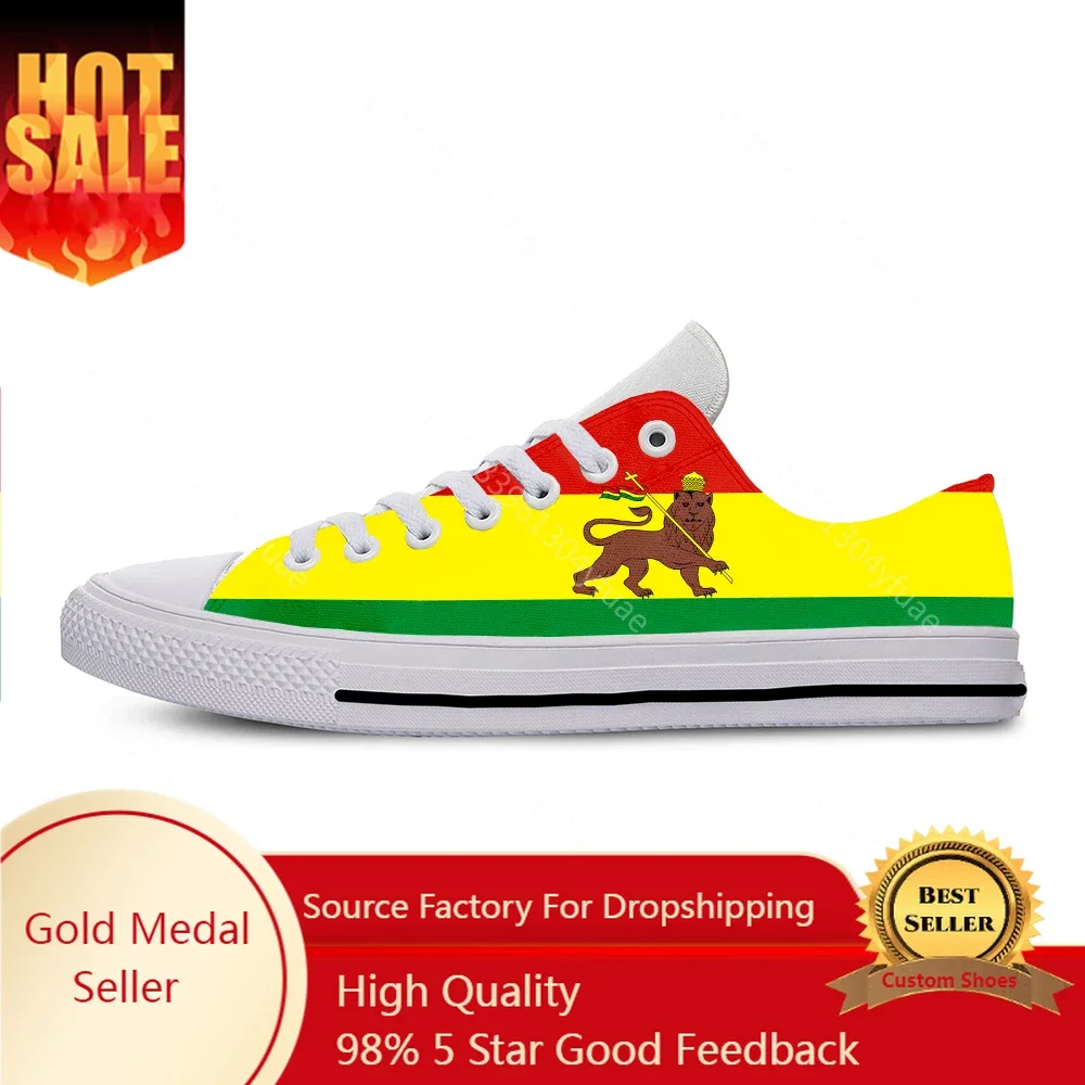 

Hot Ethiopia Flag Lion of Judah Reggae Rasta Classic Casual Shoes Lightweight Women Men Breathable Sneakers Low Top Board Shoes