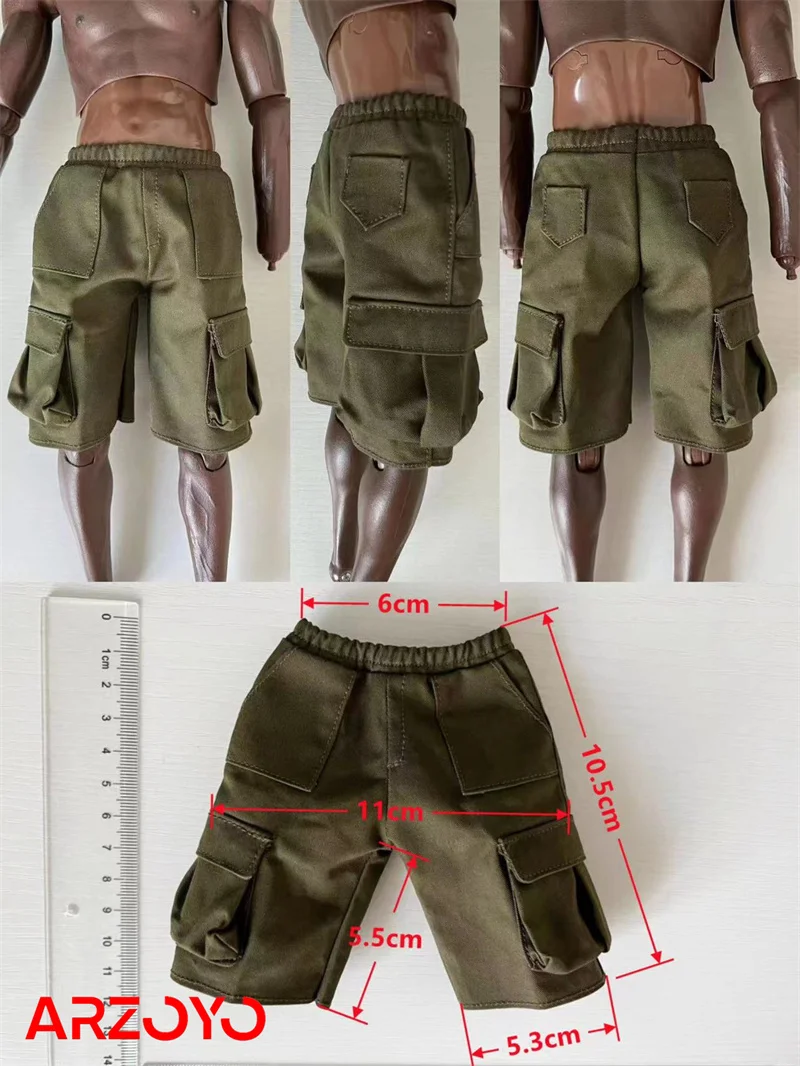 Soldado a escala 1/6 con múltiples bolsillos, pantalones cortos Cargo, verde militar, holgados, modelo de 12 ", figura de acción masculina, muñecas corporales