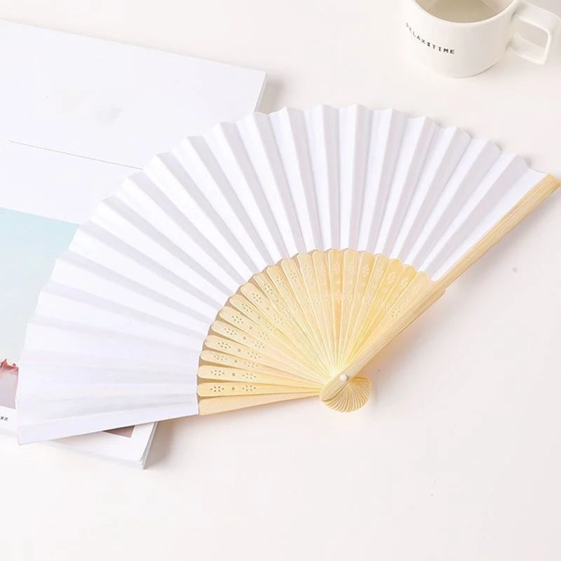 50Pcs Wedding Hand Fans Paper Fan Chinese Bamboo Folding Fan For Party Supplies/Home Decor/DIY Gift