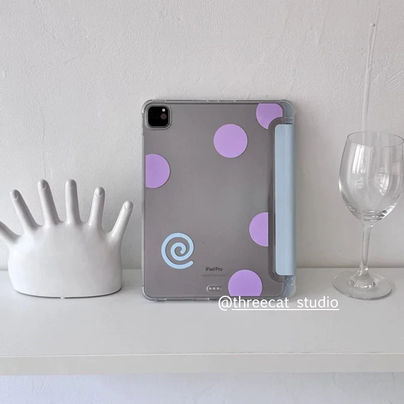 Pink Polka Dots Fish Cake Tablet Cover For iPad 10th 11th  2025 7/8/9 10.2'' Air 4 5 6 7 11 For Air 2 9.7 Pro 11 Mini 6 7 Case