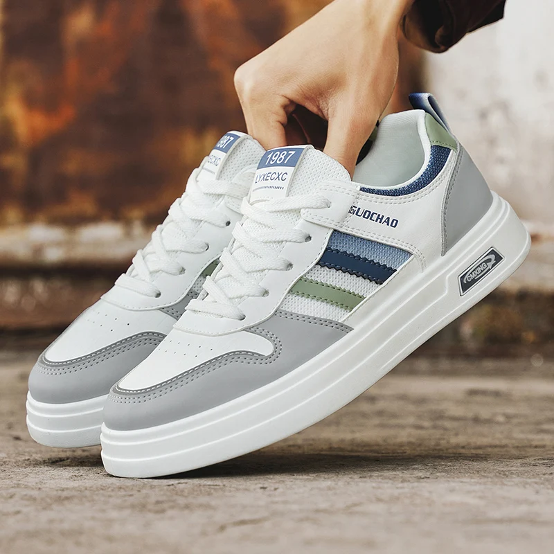 

Autumn Breathable White Sneakers, Lightweight and Slip-resistant Casual Lace-up Sneakers, Versatile Thick-soled Sports Shoes