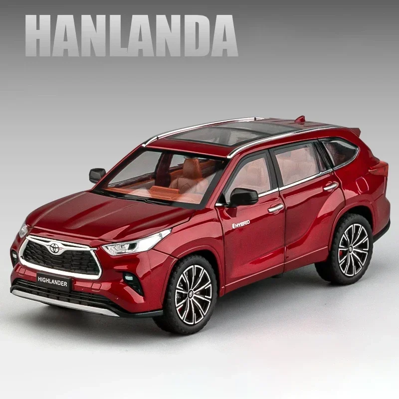 1:24 Highlander SUV gegoten speelgoedautomodel Legering Geluid en licht Trek speelgoed Collectibles Verjaardagscadeau