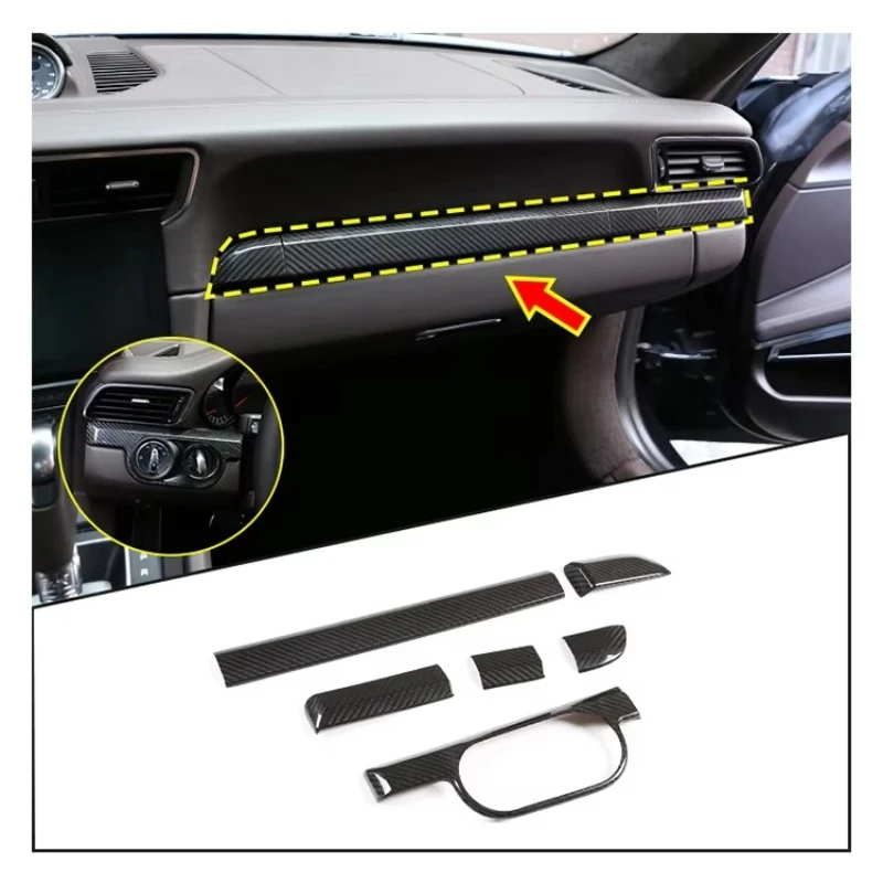 

Накладки из настоящего карбона для интерьера Porsche 911, 718, Boxster, Cayman (2013-2019): центральная консоль, приборная панель