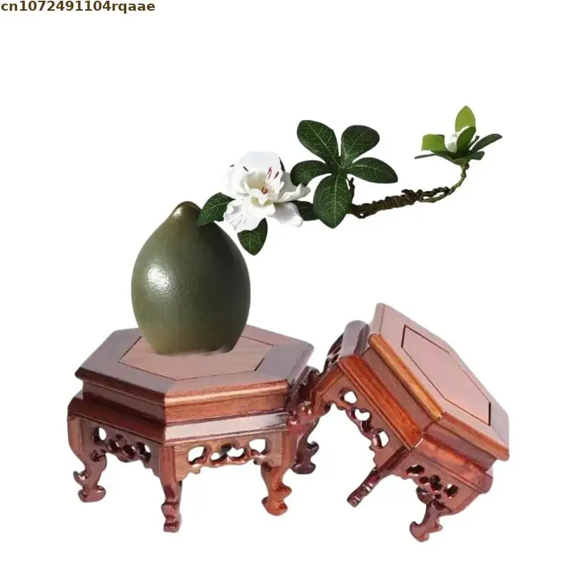 

2 Types Wooden Diplay Stand Vase Flower Pot Sorting Table Bonsai Holder Plant Decor Shelf Standing Flower Base Tea Sets Pedestal