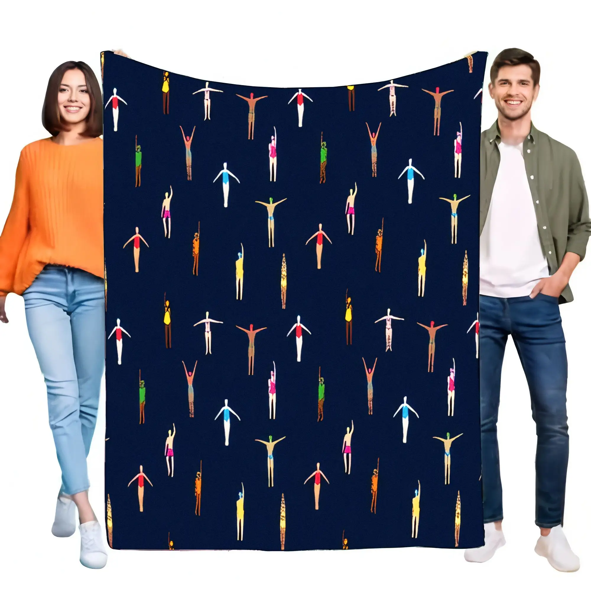 

Colorful Figure Pattern Blanket Soft Cozy Throw for Couch and Bed Lightweight Perfect Gift for Friends and Family, Stylish Decor