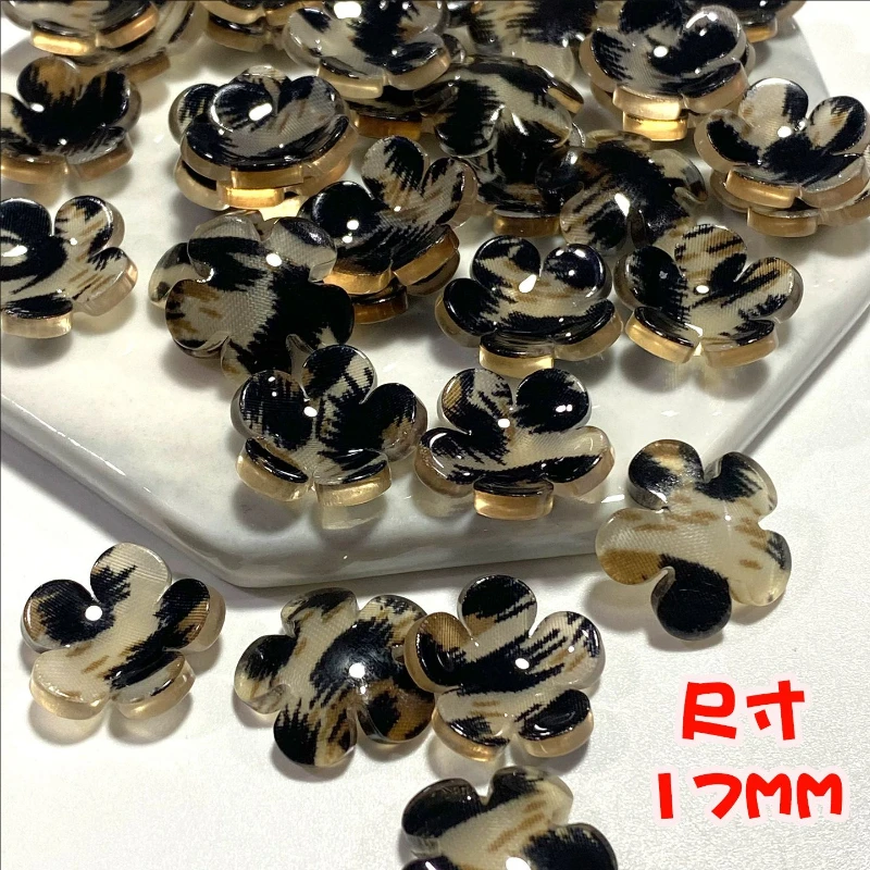 50Pcs/lot Acetic Acid 17MM Leopard Flower Petal Leaves Charm Connectors Diy Ornament Earrings Hair Jewelry Making Accessories