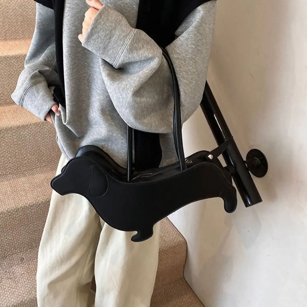 

Casual Sausage Dog Dachshund Dog Bag Pu Leather Three-dimensional Animals Shoulder Bag Creative Cute Cartoon Handbag Outdoor