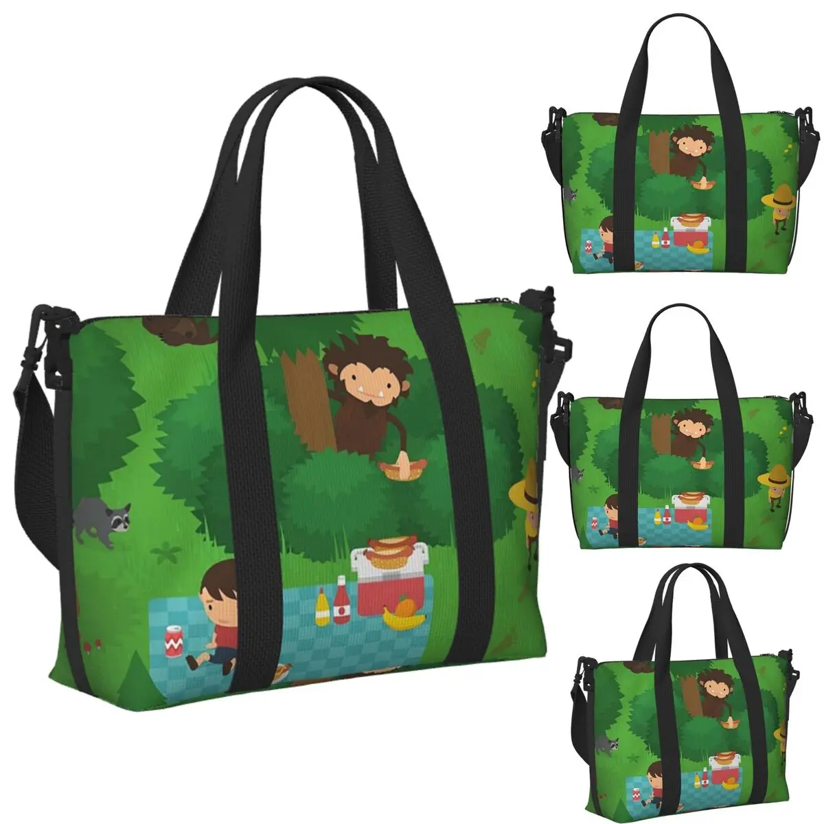 

Custom Sneaky Sasquatch Picnic Beach Travel Bag Large Capacity Tote Bags for Gym Yoga Women Shopping Duffle Shoulder Bag