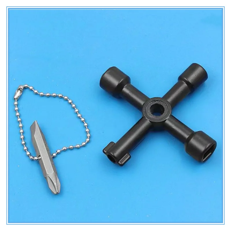 4-in-1 Multi-Function Universal Cross/Square/Triangle Key Wrench for Gas/Electric Cabinet/Elevator/Water Meter Valve