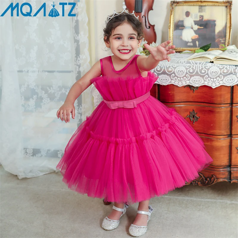 MQATZ Summer Dress 1 Year White Puffy Kids Tutu Christening Princess Vestido Toddler Birthday Children Baptism Baby Girl Clothes