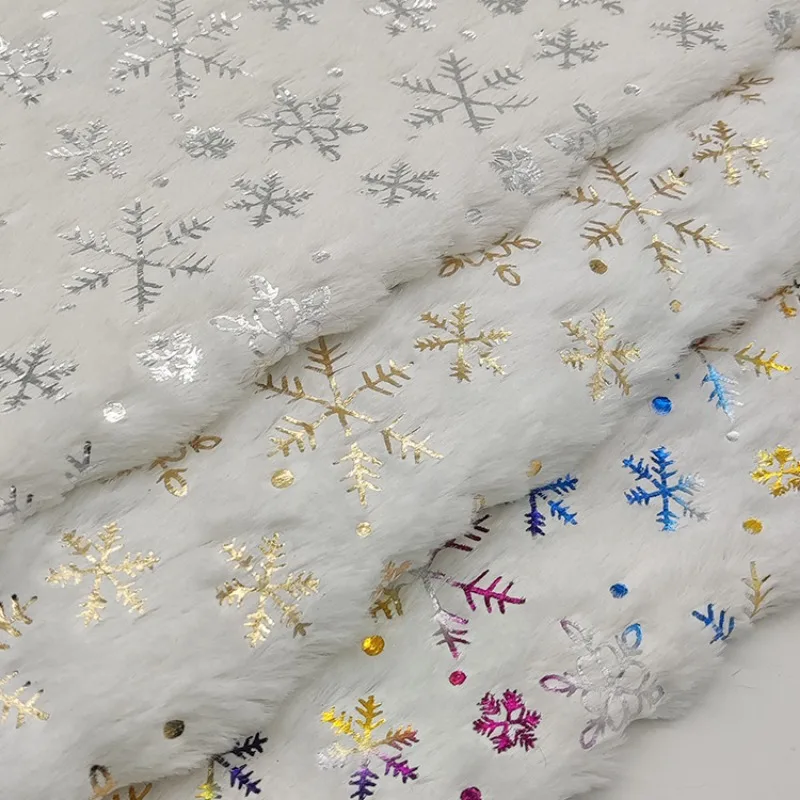 150x200cm/50x50cm PV Velvet Gilded Snowflake Velvet Fabric For Women's Hoodie Christmas Decoration Handmade DIY Sewing Cloth