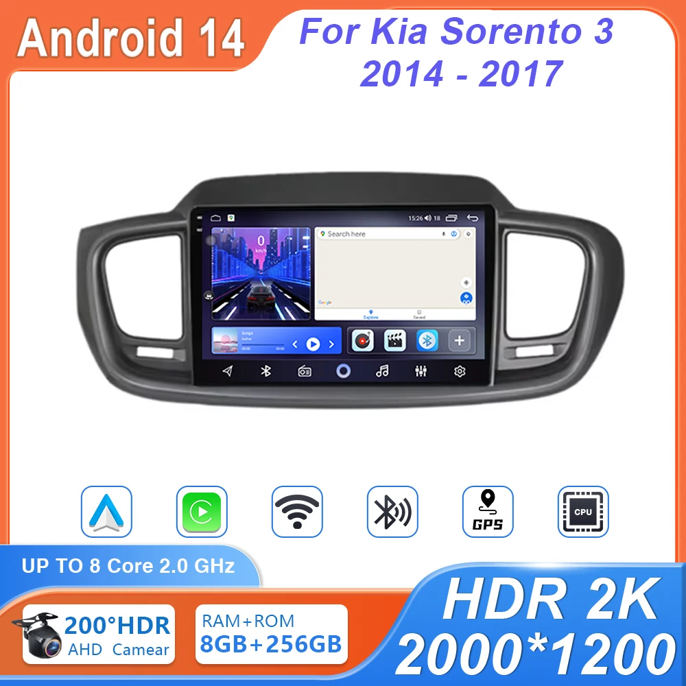 

Android For Kia Sorento 3 2014 - 2017 Car Radio Stereo Multimedia Video Player Navigation Stereo Head Unit GPS Dash Cam Screen