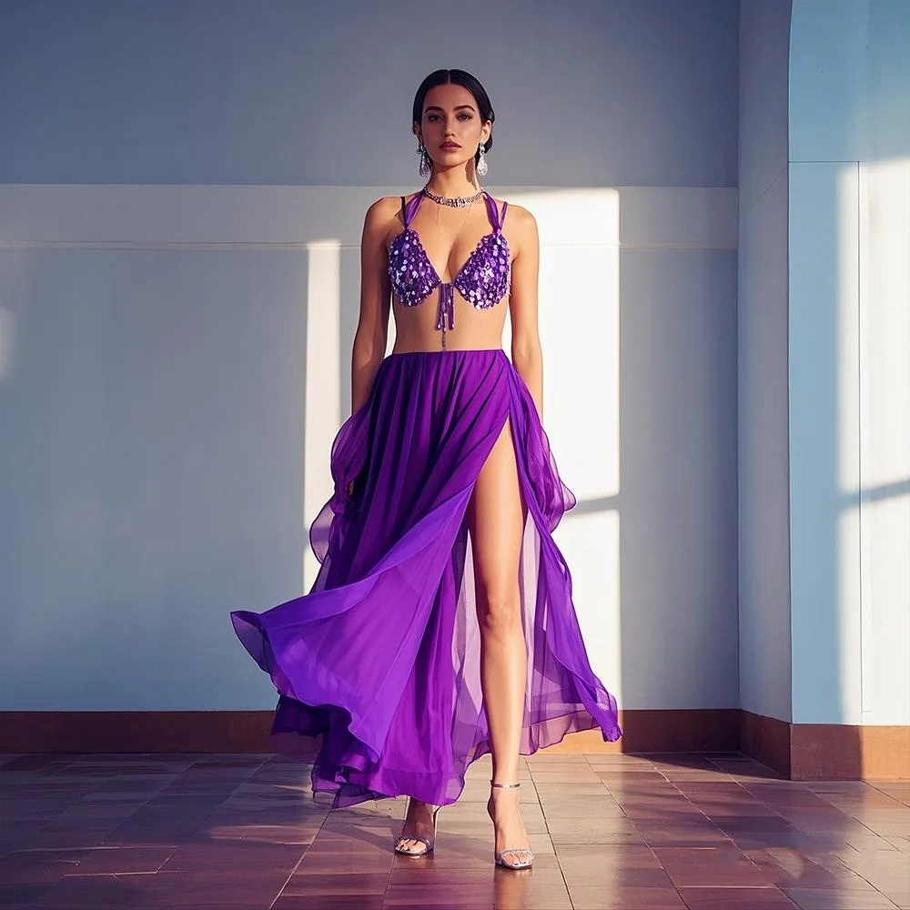 جديد جودة عالية أزياء الرقص الشرقي اكسسوارات مشرقة الترتر تظهر الأزياء الإسبانية تنورة الرقص تنورة الرقص الشرقي تنورة