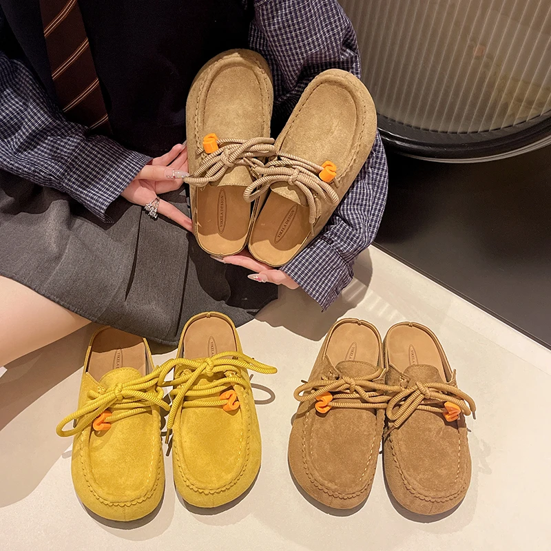 

Autumn New Arrival Solid Color Versatile Trendy Commuter Women's Kangaroo Shoes - Backless Design