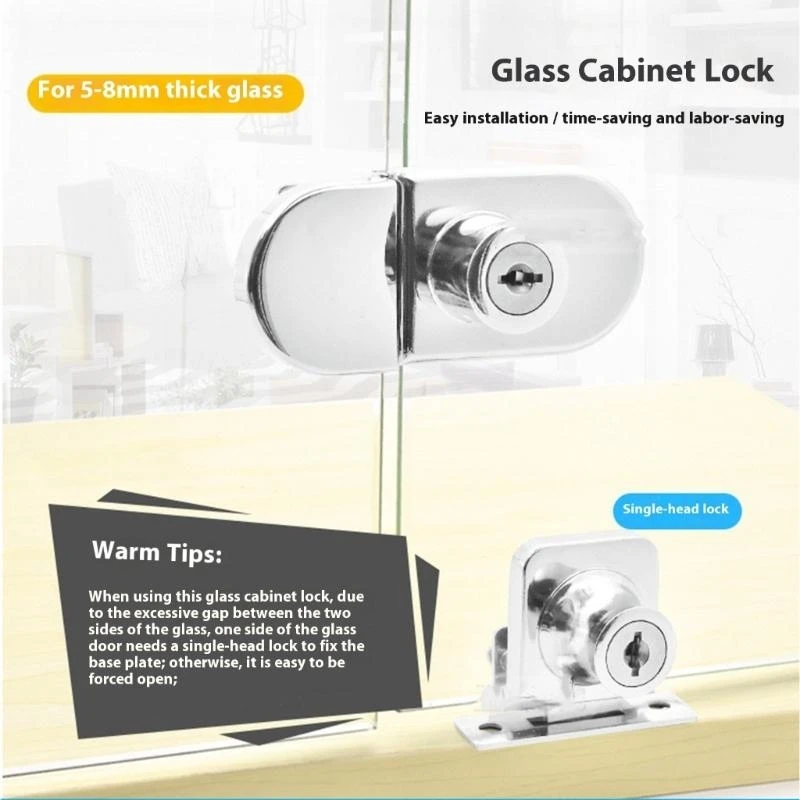 قفل باب خزانة زجاجية من سبائك الزنك قفل عرض الأجهزة الأمنية لخزانة عرض النبيذ سهلة التركيب JOMD