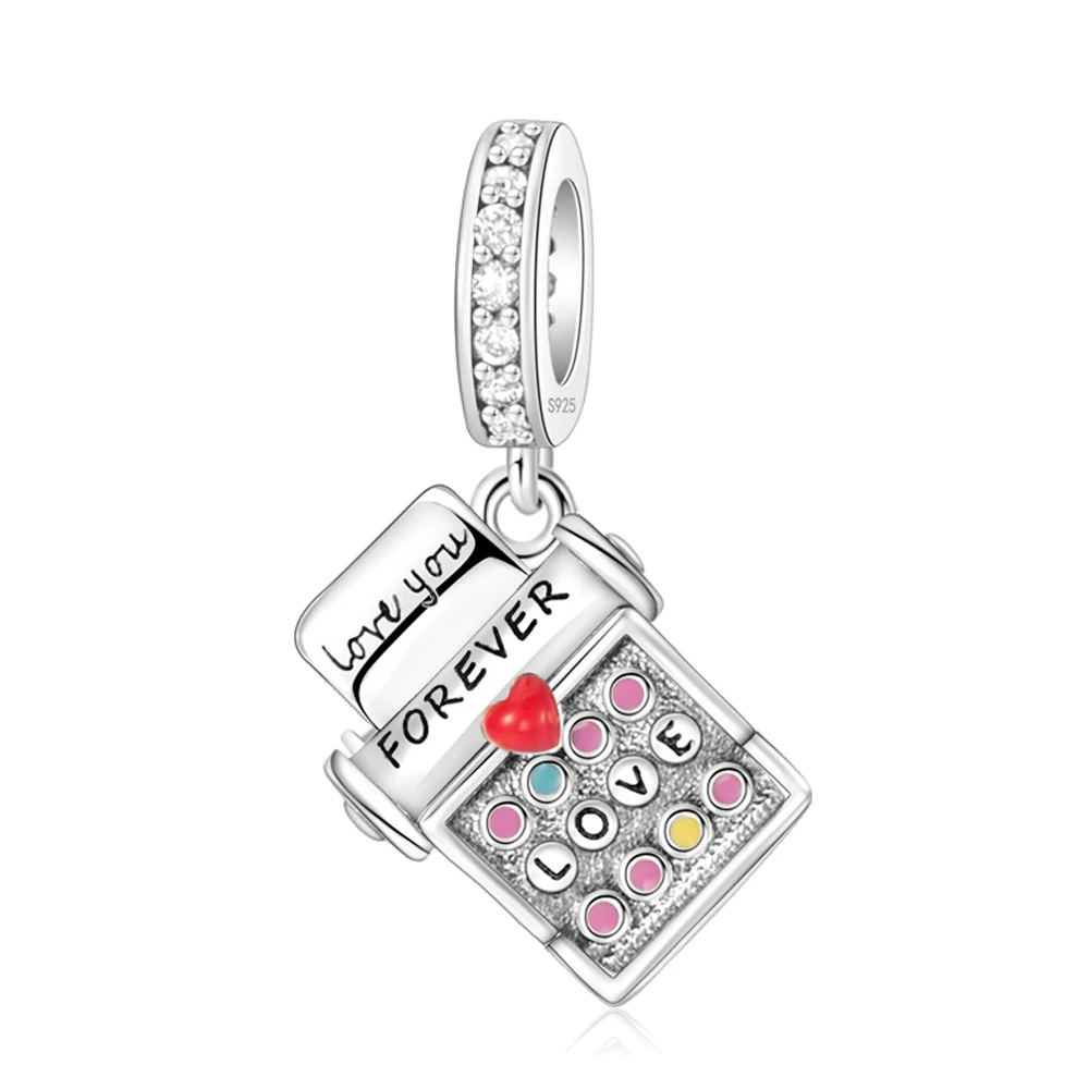 2025 New Arrival Small Typewriter Pendant Charm Fit Original Pan Silver Plated Bracelet Fashion Jewelry Designer for Women