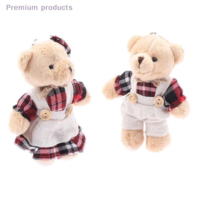 1pc dos desenhos animados usar roupas urso brinquedo de pelúcia chaveiro macio pelúcia boneca pingente mochila saco de carro chaveiro decoração presente do miúdo
