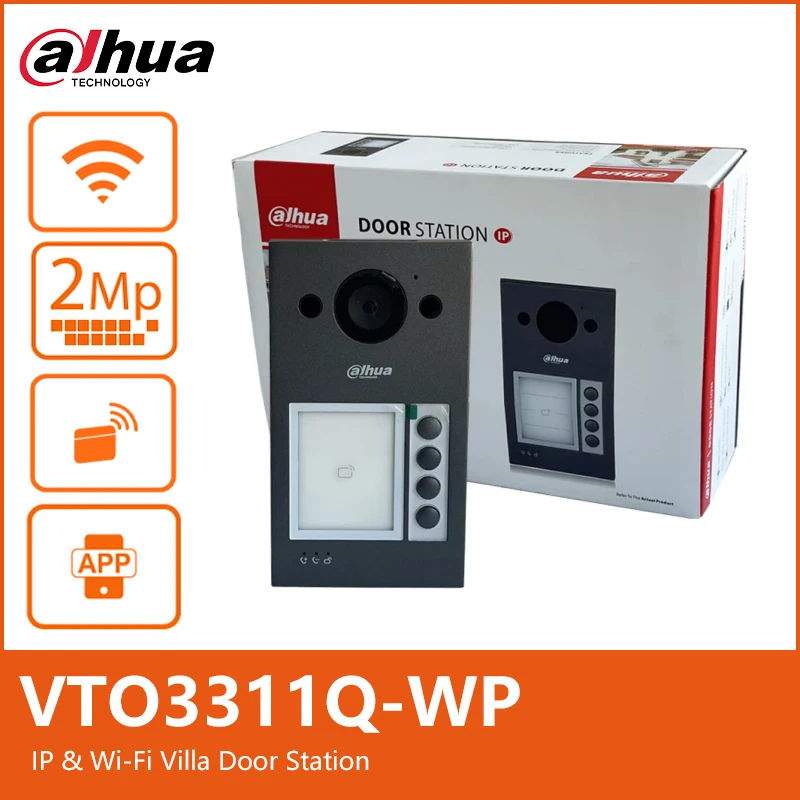 Dahua VTO3311Q-WP Estación de puerta IP y Wi-Fi para villas, 2MP, PoE, H.265, video bidireccional, IK08 e IP65, tarjeta IC, APP, timbre PoE, intercomunicador